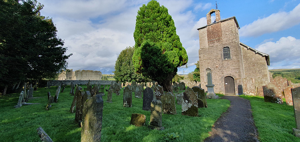 Bewcastle Castle and church