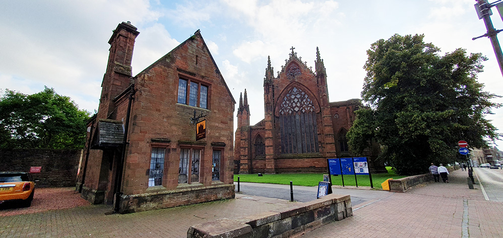Carlisle Cathedral pictured from Castle Street, showing the east window 